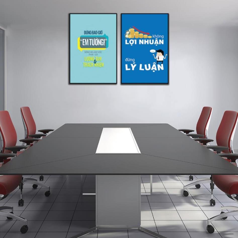 Bộ 2 Tranh ghép treo tường, tranh động lực, trang trí văn phòng, slogan