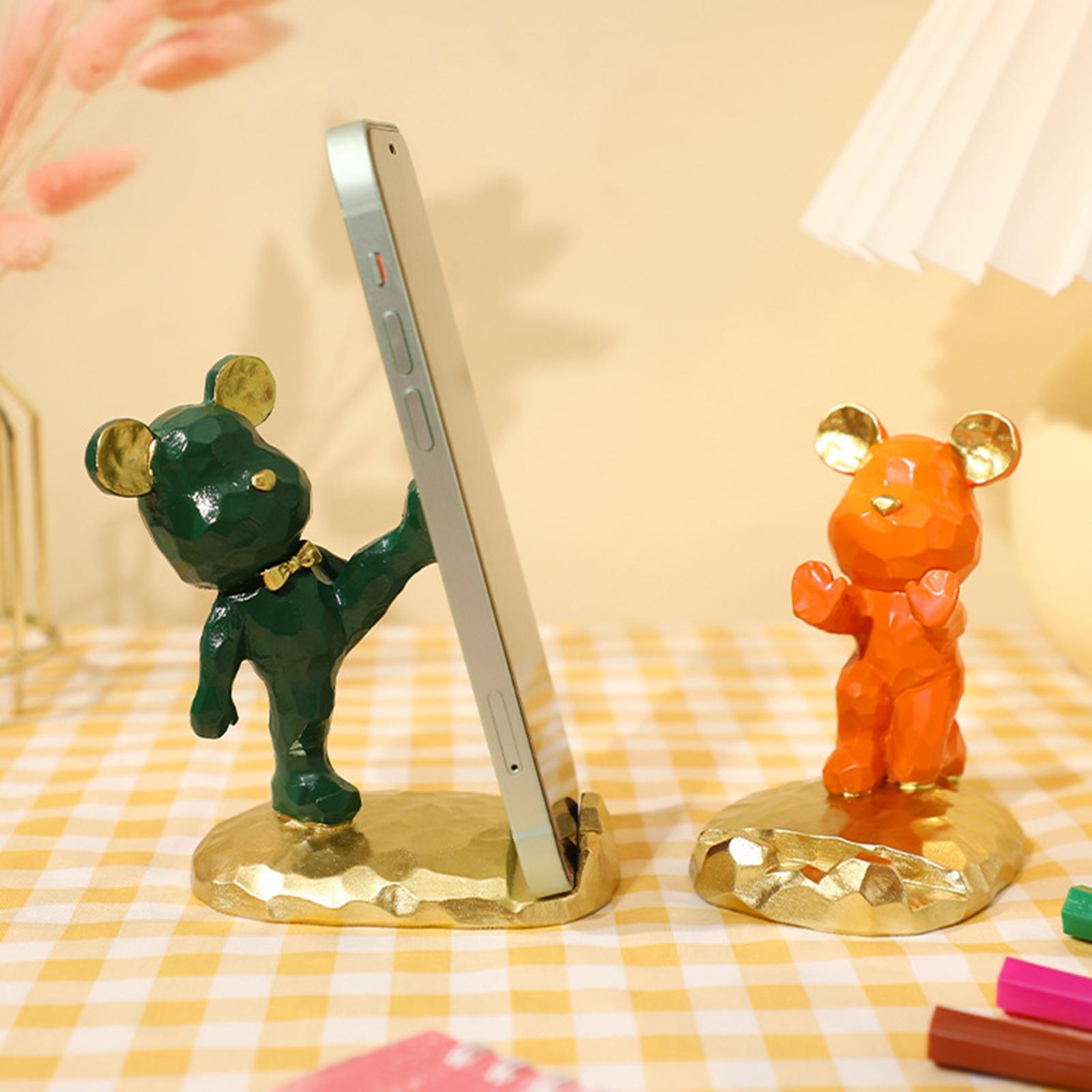 Unique Bear Sculpture Mobile Phone Stand Toys for Desk Decorations Smartphone Car