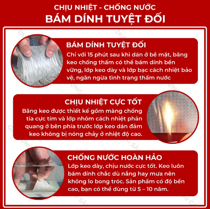 Băng Keo Chống Thấm 30 CM X2000, Chống Dột Dán Siêu Dính Trên Mọi Bề Mặt