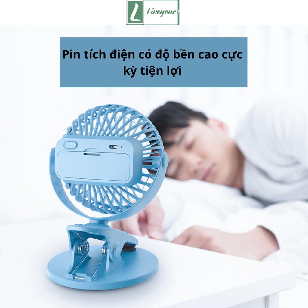 Quạt Mini | Quạt Kẹp Bàn Thích hợp cho dân Văn Phòng, Xoay 360 độ, Kẹp chắc chắn – Siêu Mát - Quạt tích điện mini