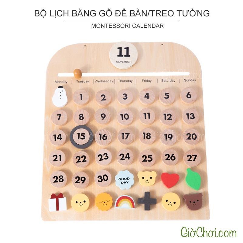 Bộ lịch bằng gỗ Montessori Calendar cho bé từ 3 tuổi