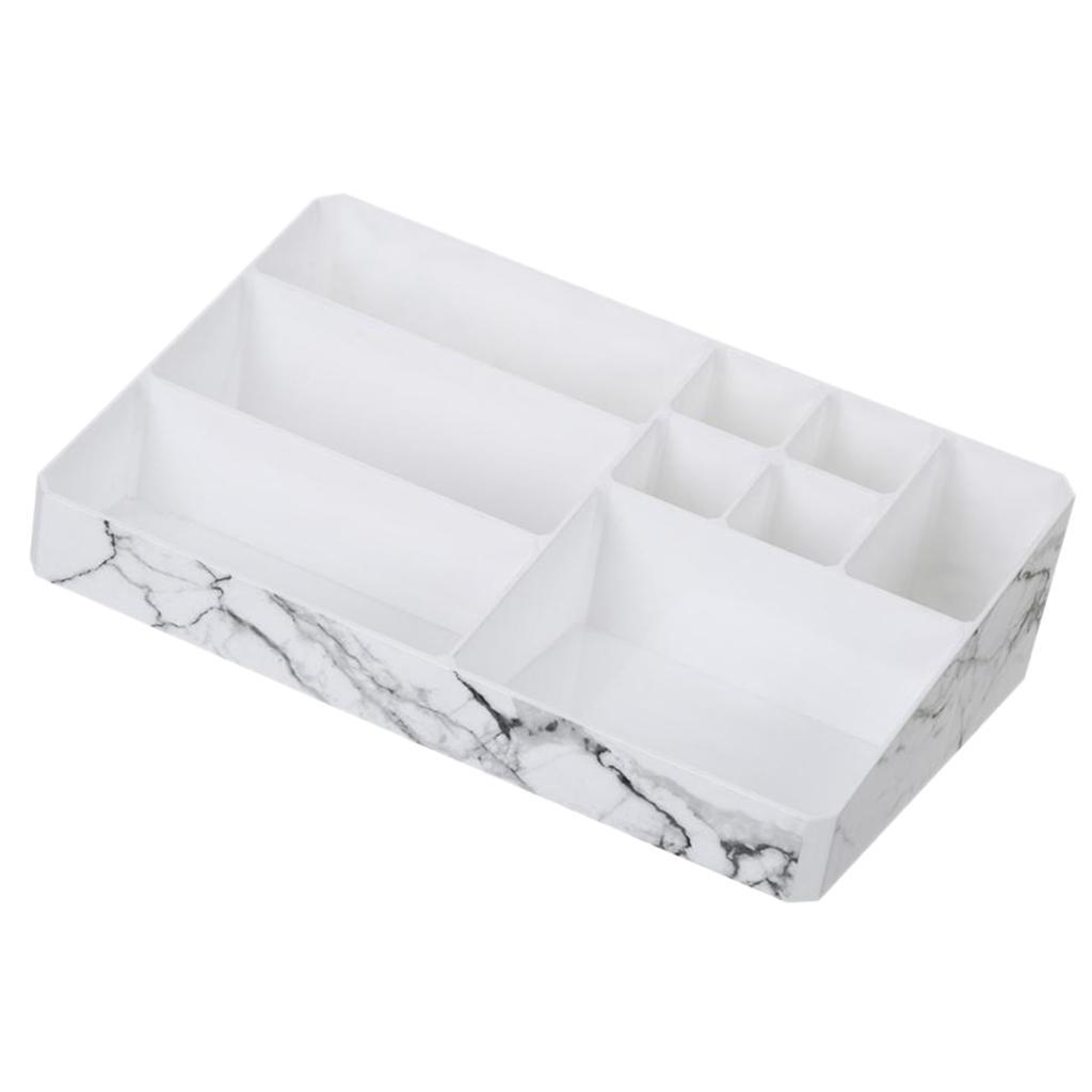 White Plastic Desktop Cosmetic Storage Box Makeup Organizer Tray Home Decor