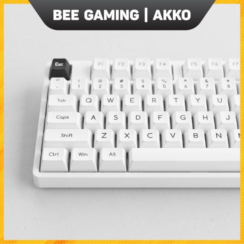 Bộ keycap chính hãng AKKO – Black on White BOW (Chất liệu ABS Double-Shot / SAL profile / 195 nút)
