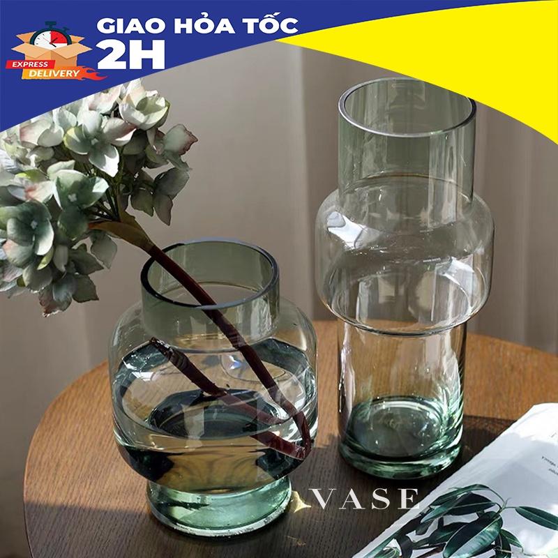 Bình Hoa Thủy Tinh Xanh Green - Kiểu Dáng Hiện Đại Bắt Mắt