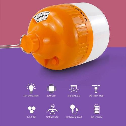 Bóng đèn led cổng sạc USB công suất 100W có móc treo không cần dây điện