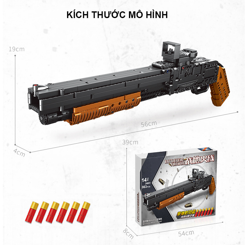 Bộ Đồ Chơi Lắp Ráp Kiểu LEGO CSGO Mô Hình M1897 Shotgun 863 chi tiết Model 24001