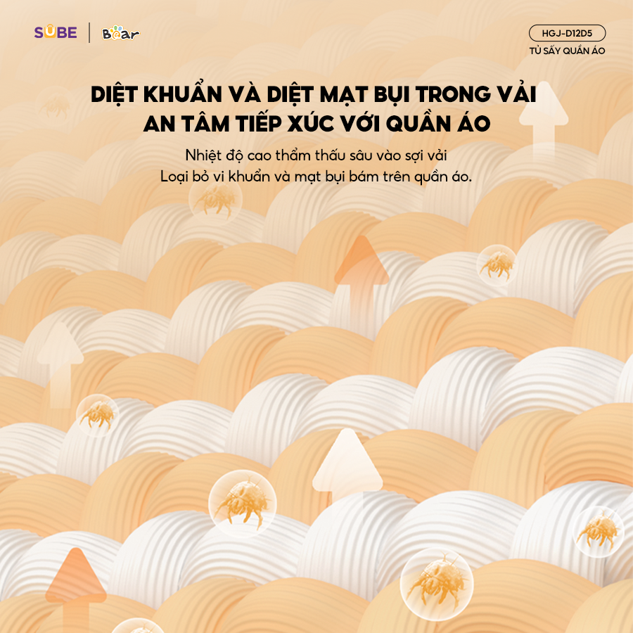 Tủ Sấy Quần Áo Bear Máy Sấy Quần Áo Tủ Sấy Nhanh Khô Diệt Trùng Khử Khuẩn  D12D5 - Hàng chính hãng