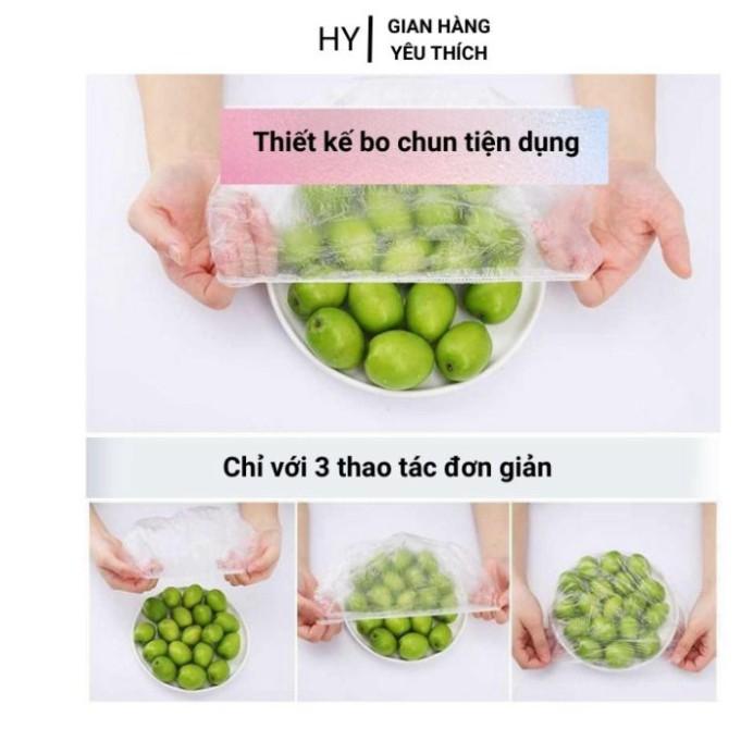 Set 100 Màng Bọc Thực Phẩm Bo Chun Co Dãn Tái Sử Dụng Được Kèm Túi Gấu | (HO2)