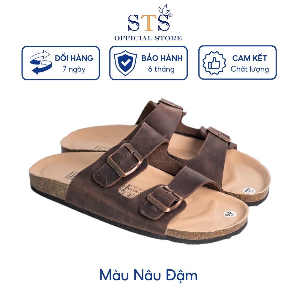 Dép nam nữ DA BÒ THẬT NGUYÊN TẤM ,quai ngang khóa cài ,đế trấu lót PU kem chống nước,hàng cao cấp xuất khẩu K01