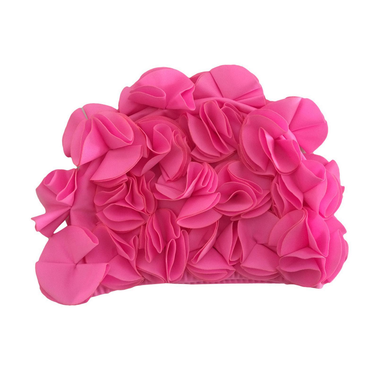 Swimming Hat Swim Hat Fashion Floral Petals Vacation Reusable Bathing Caps Swim Caps Swimming Cap for Girls Women Curls Long Short Hair