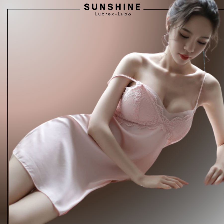 Váy ngủ hai dây phi lụa  sexy cao cấp Đầm mặc nhà gợi cảm quyến rũ có mút ngực- SUNSHINE SXDN1161