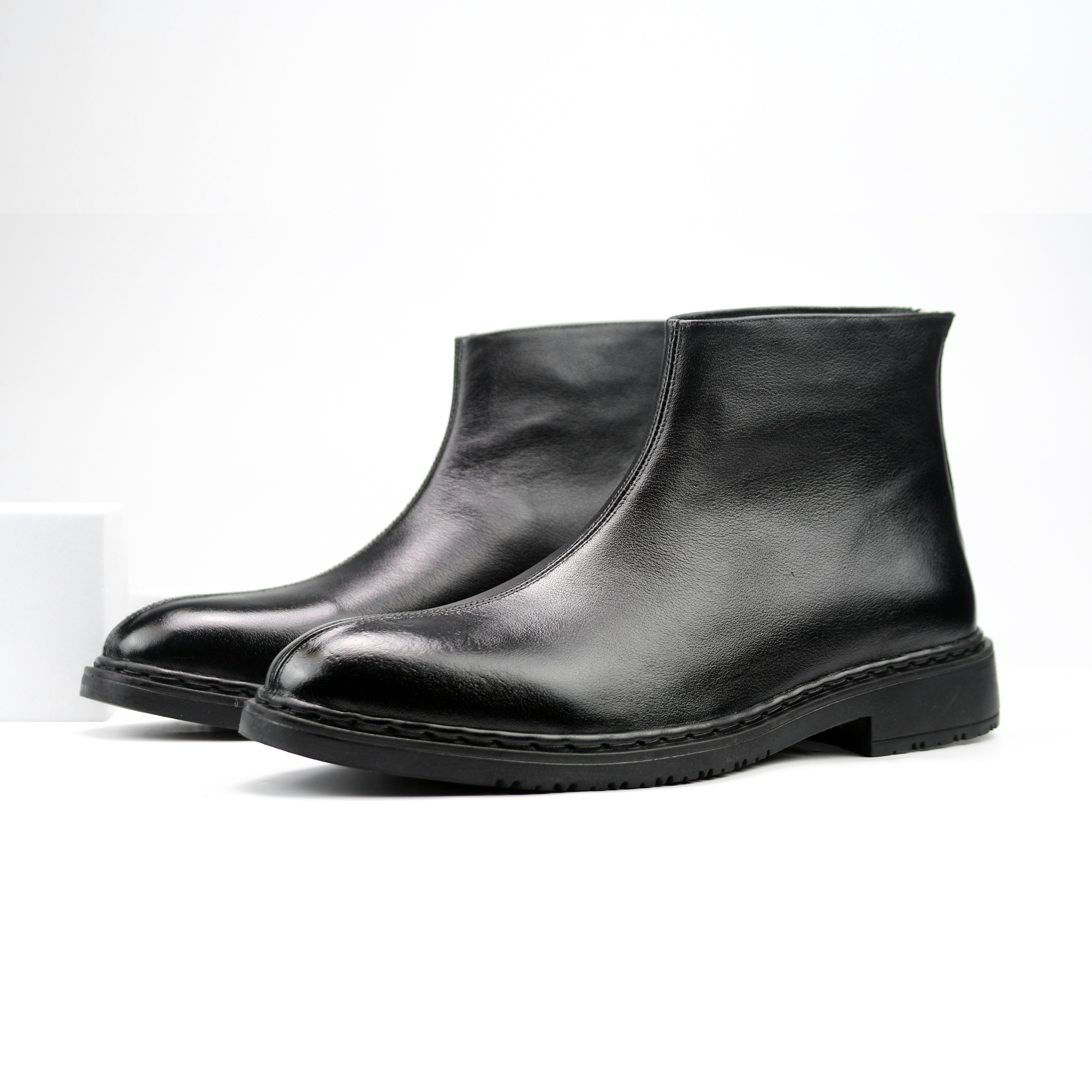 Giày Boots Chelsea zip Boot Black da bò