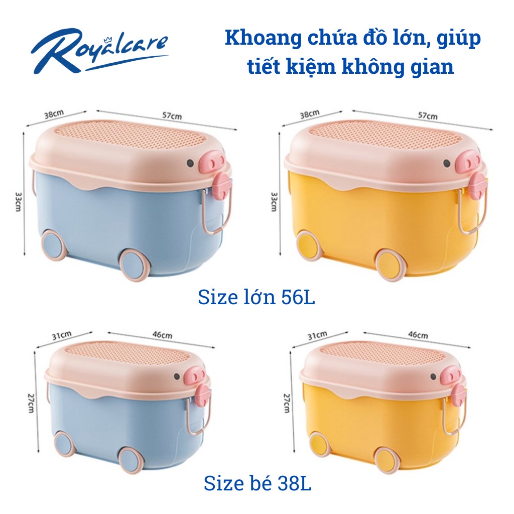 Thùng đựng đồ chơi có bánh xe đa năng ROYALCARE 8800/8637- cùng bé tạo thói quen gọn gàng, ngăn nắp