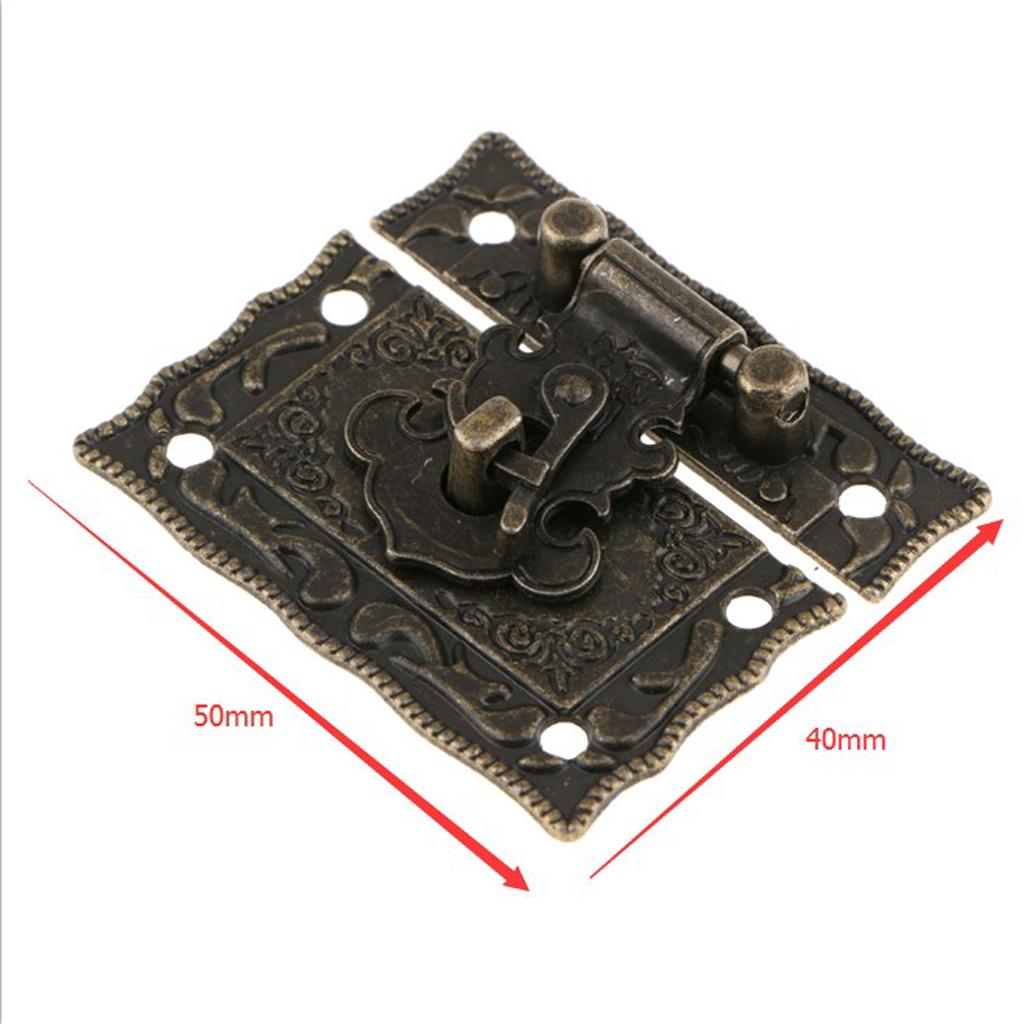 2xAntique Bronze Jewelry Wooden Box Latch Lock Decorative Hasp Lock Buckle Pin