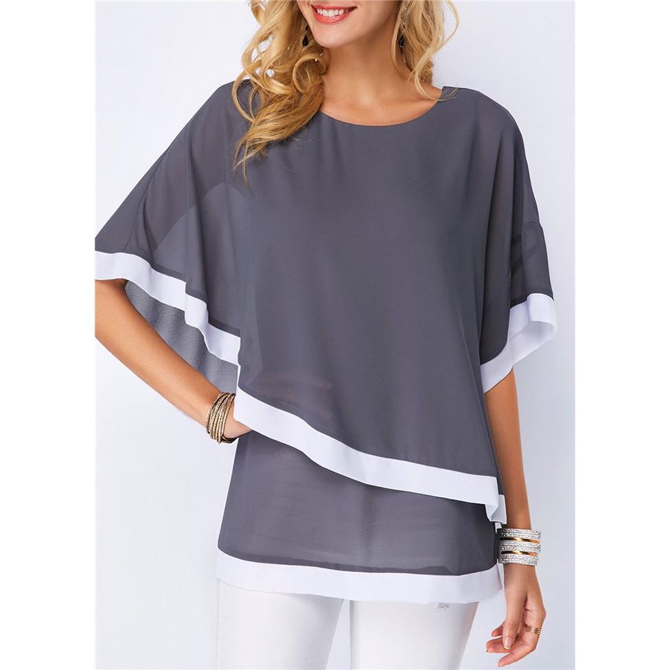 Tk429-áo kiểu tay cánh dơi viền màu s-6xl