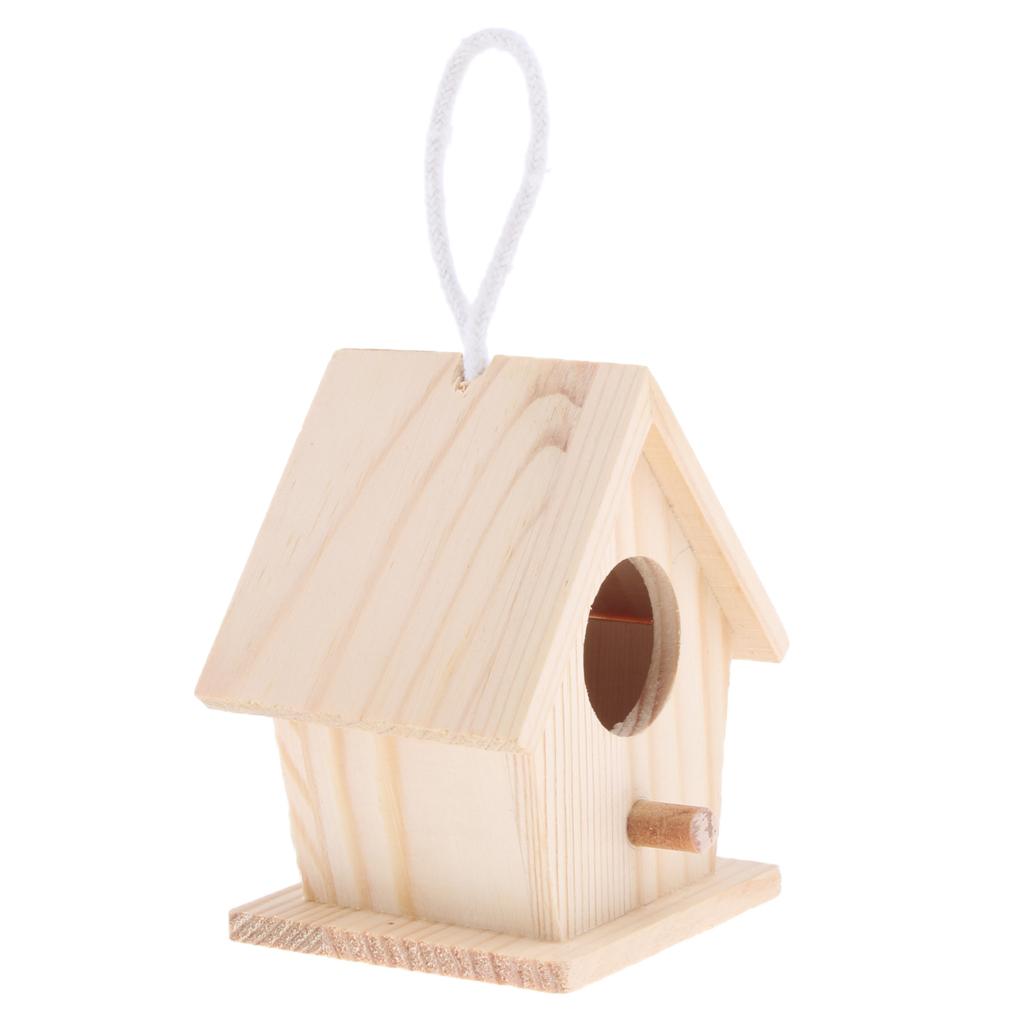 Bird Nest Natural Wood House DIY Parrot Parakeet Hanging Hamster Cage Toy