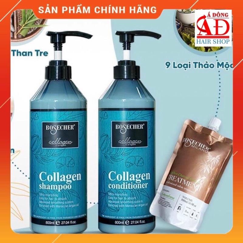 Dầu gội xả hấp ủ tóc Collagen BOSECHER Milano Bamboo Treatment chính hãng