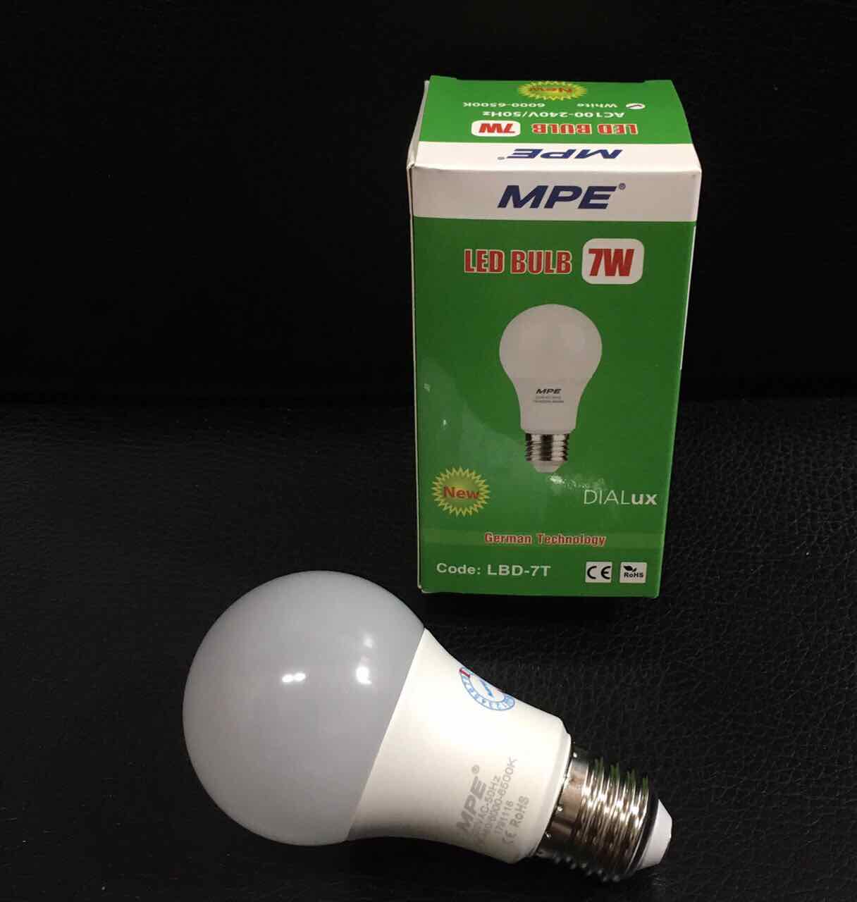 Bóng Đèn Led Bulb Mpe Lbd E27 - Tiết Kiệm Điện, Tiêu Chuẩn Châu Âu, Thương Hiệu Việt Nam - Hàng Chính Hãng - 7W - Trắng