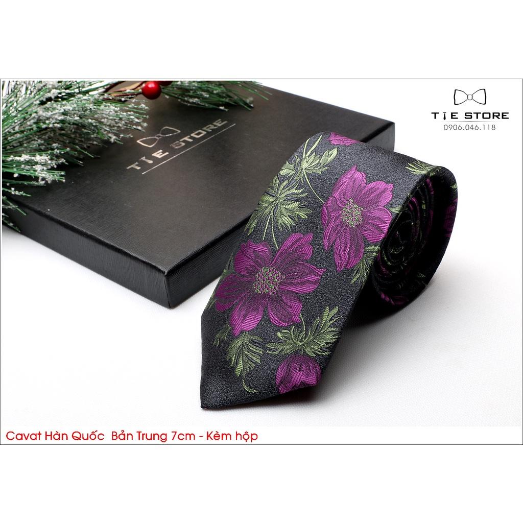 NHIỀU MẪU Cà Vạt Nam Bản Trung 7Cm hình bông hoa - Cavat Hàn Quốc Cao Cấp Full box