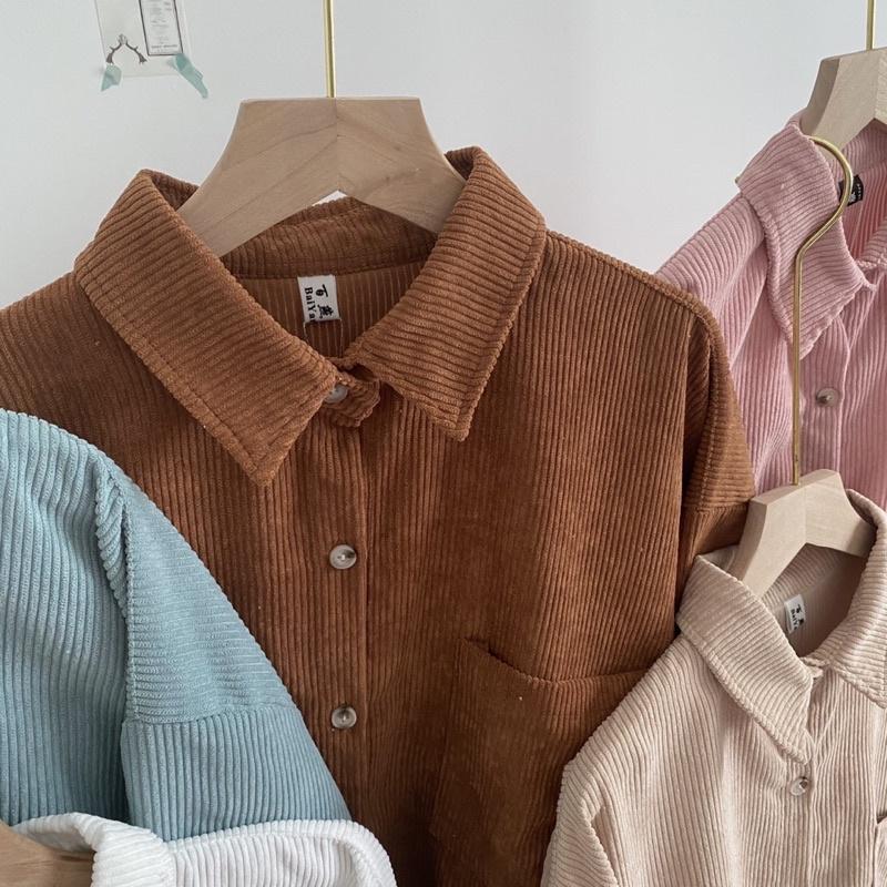 Áo sơ mi tăm thêu mặt cười - sơ mi oversize