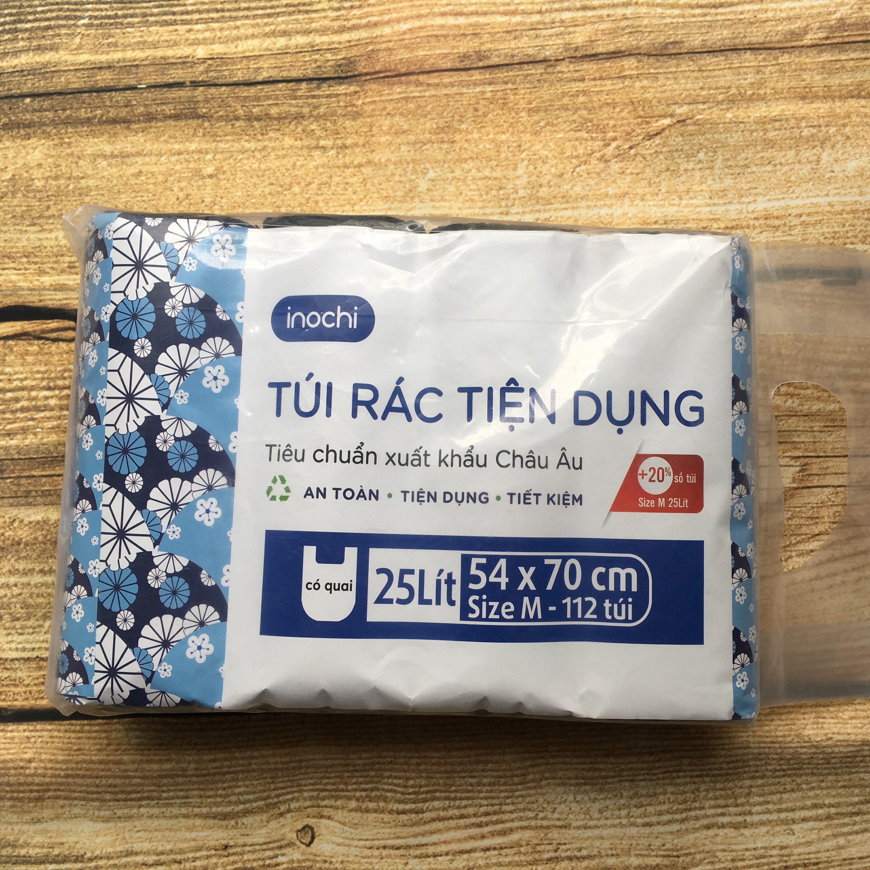 Túi Rác Tự Hủy Inochi 25L (Màu Đen, 04 cuộn, kích thước 54 x 70 cm)