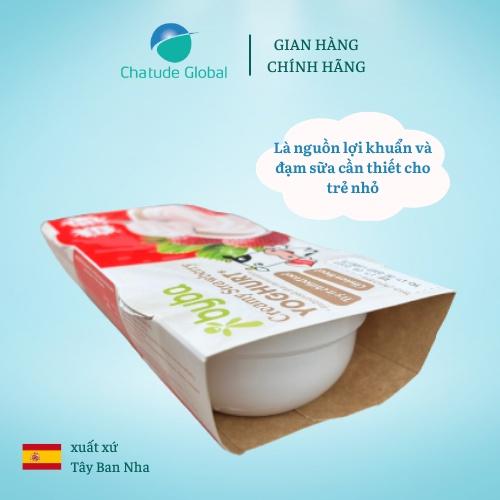 Sữa chua nguội Byba VỊ DÂU xuất xứ Tây Ban Nha cho bé 6m+, 2 cốc110g/lốc