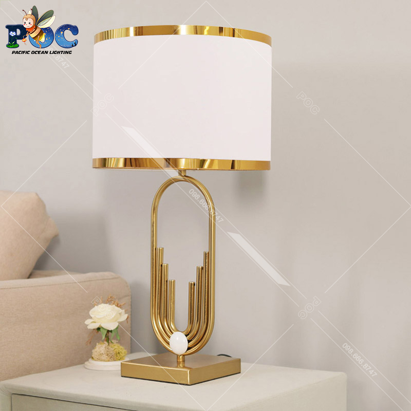 Đèn Ngủ Để Bàn Thân Hợp Kim Mạ Vàng Sang Trọng Chao Vải Cao Cấp Đèn Bàn trang Trí Phòng Khách Kiểu Dáng Hiện Đại MB6403