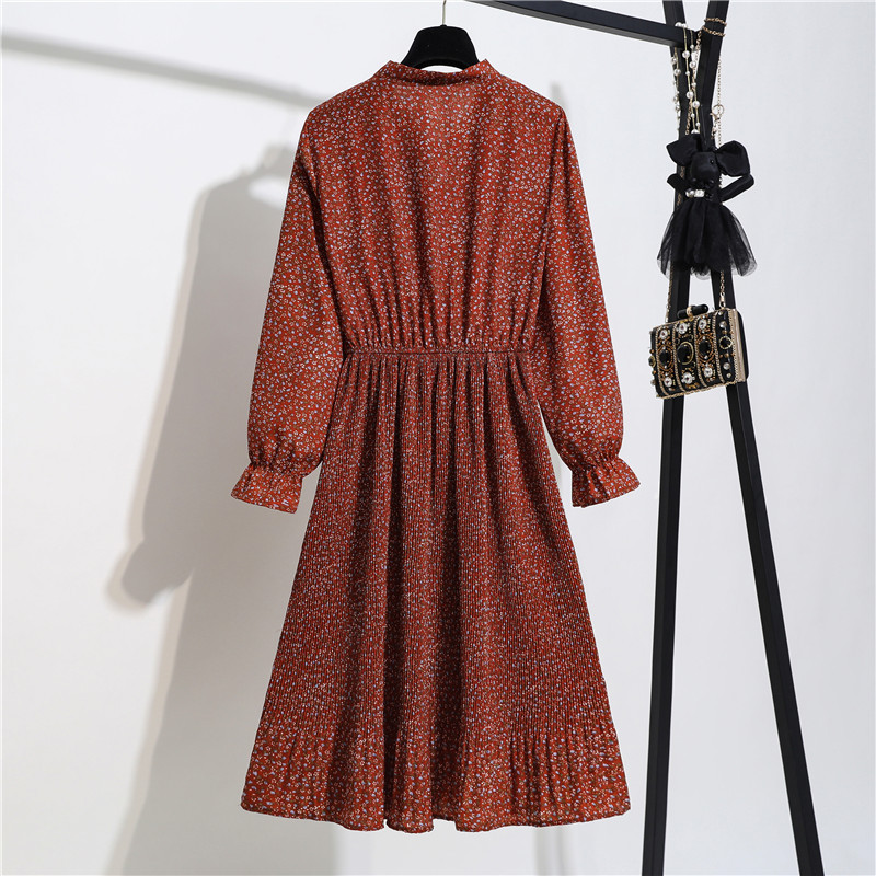 Đầm hoa nhí vintage, đầm suông thiết kế cổ thắt nơ, phong cách kín đáo nhẹ nhàng D16