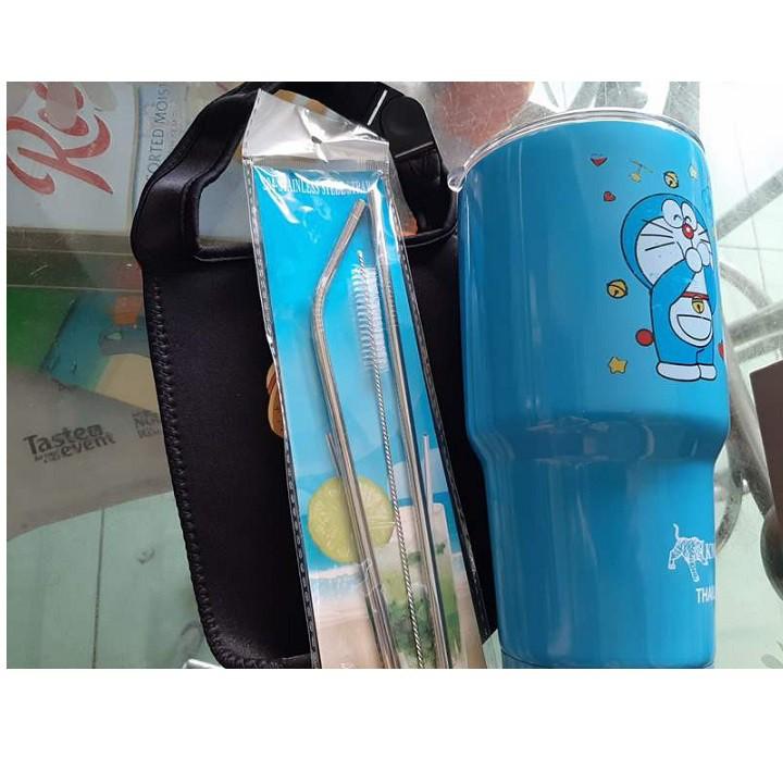 CỐC GIỮ NHIỆT 900ML Tặng túi chống sốc+ nắp chống tràn+ 2 ống hút inox + cọ rửa