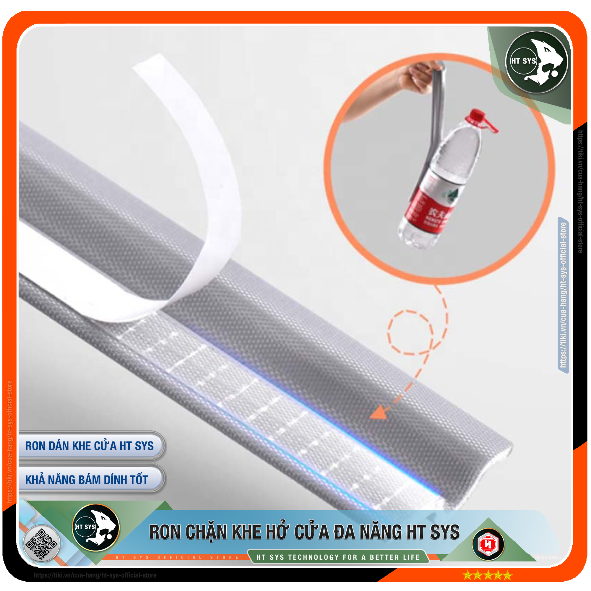 Ron Chặn Khe Cửa HT SYS - Chất Liệu PU Và PE Cao Cấp - Lớp Keo Acrylic - Ron Dán Chặn Khe Cửa, Chân Cửa, Khung Cửa - Ngăn Gió Lùa, Cách Âm, Chống Bụi, Ngăn Côn Trùng, Chống Thoát Khí Điều Hòa, Chống Va Đập Cửa - Hàng Chính Hãng