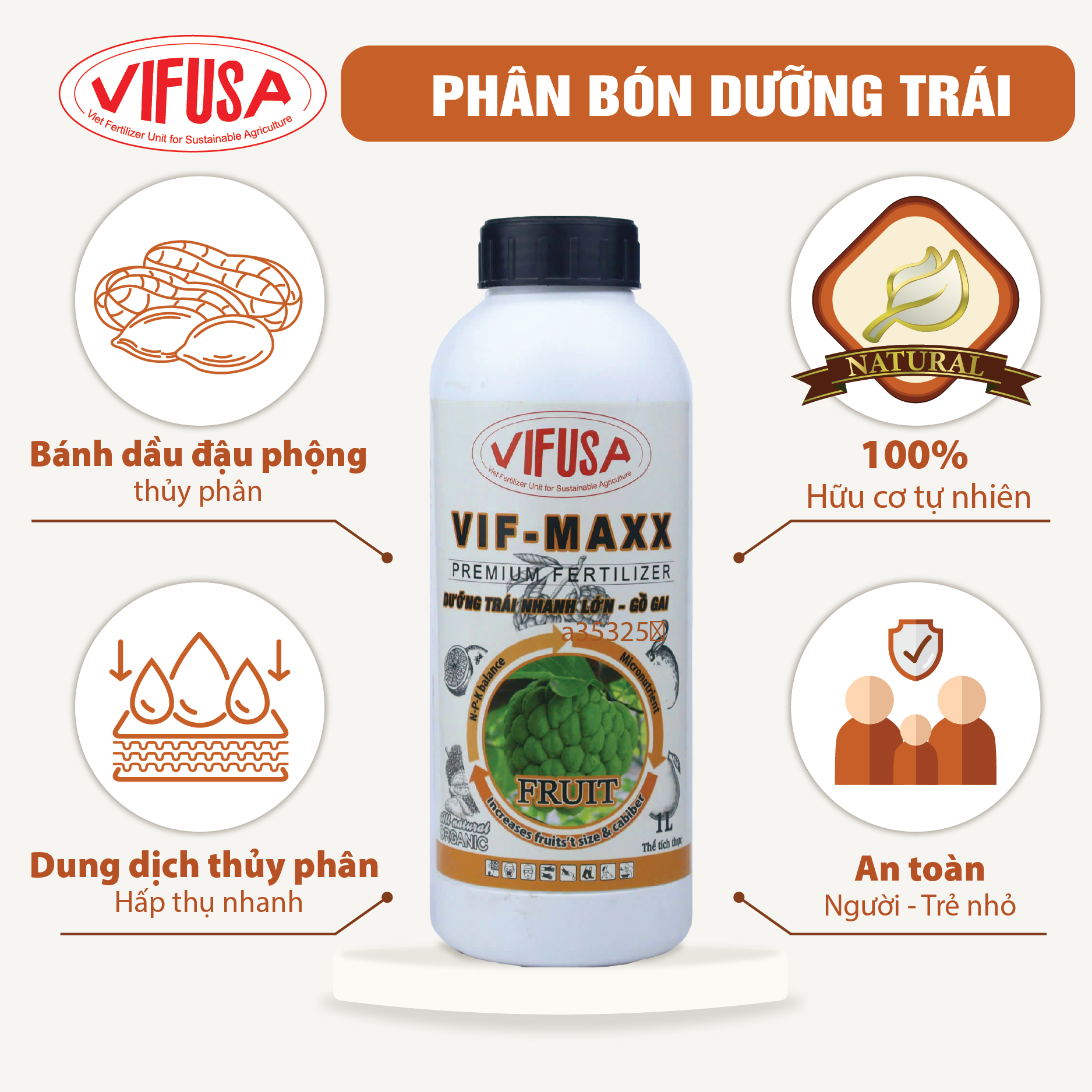 VIF-MAXX - Phân bón dưỡng trái chai 1 lít