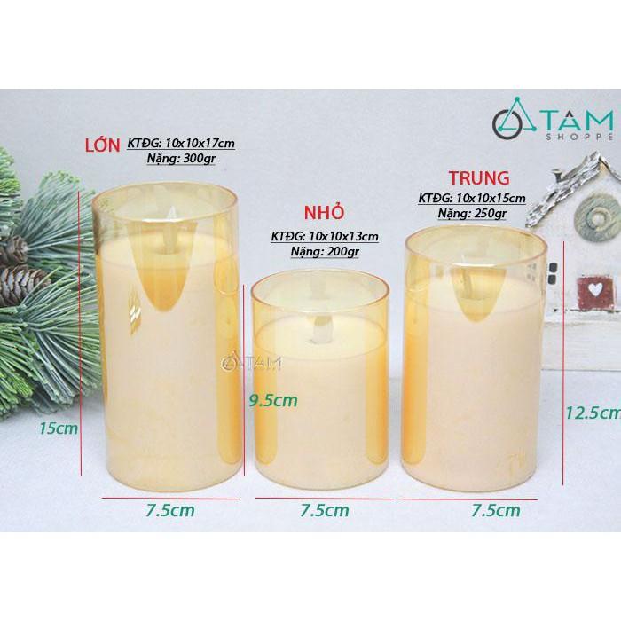 Ly nến trụ điện tử sáp thật ngọn lửa lắc nhiều cỡ NEN-DT-03