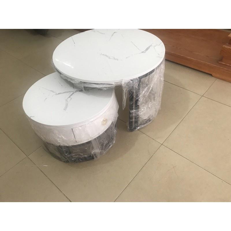 Cặp bàn trà sofa mặt đá có ngăn kéo