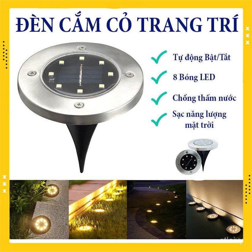 (ĐÈN SÂN VƯỜN) Đèn Led Cắm Cỏ Sân Vườn Năng Lượng Mặt Trời Tròn 8 Bóng Led Tg Trí Sân Vườn, Lối Đi, Quán Cà Phê, Đèn Rọi