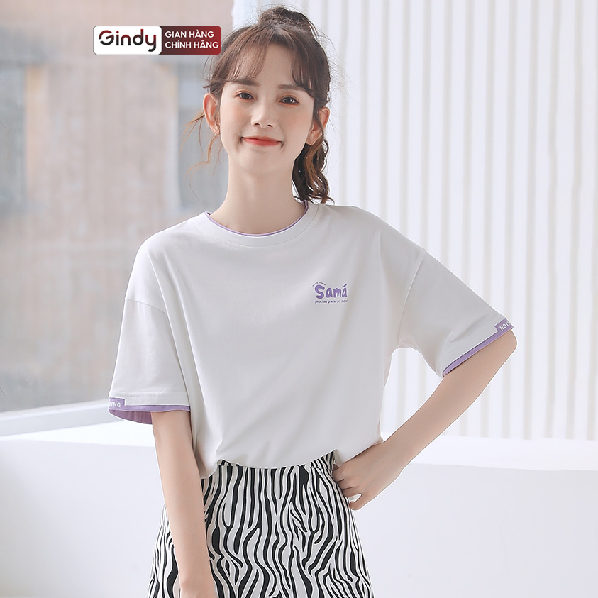Áo thun tay lỡ form rộng nữ unisex vải 100% cotton phông basic thoáng mát local brand GINDY A006
