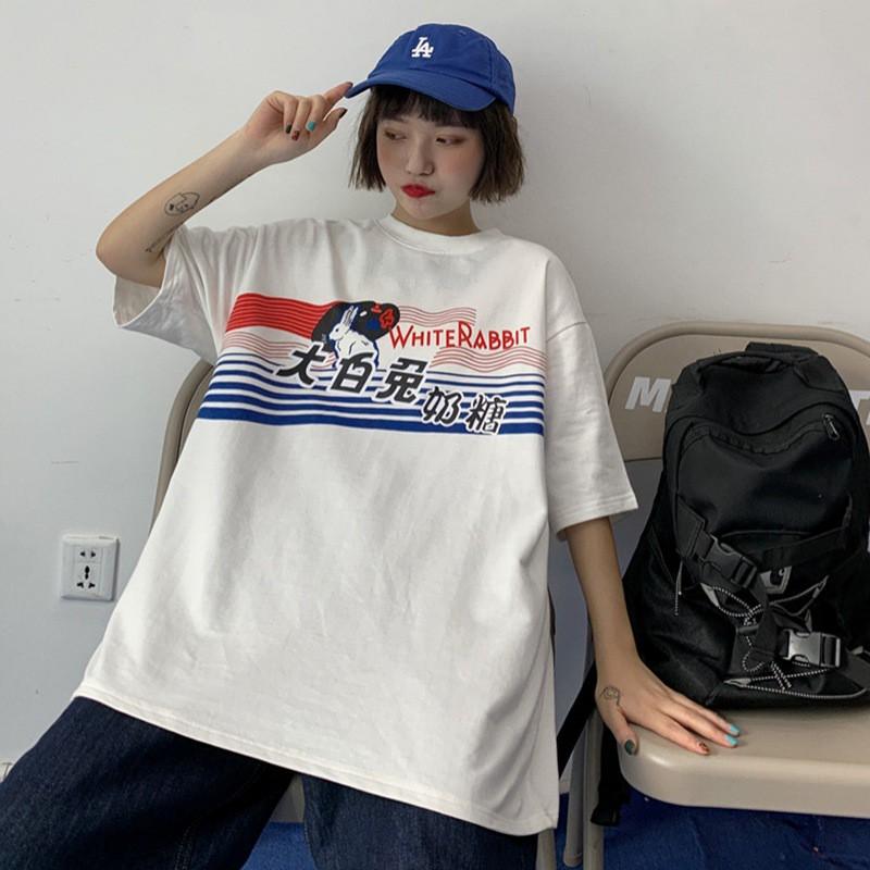 Loose Cartoon Printed Short-sleeved T-shirt