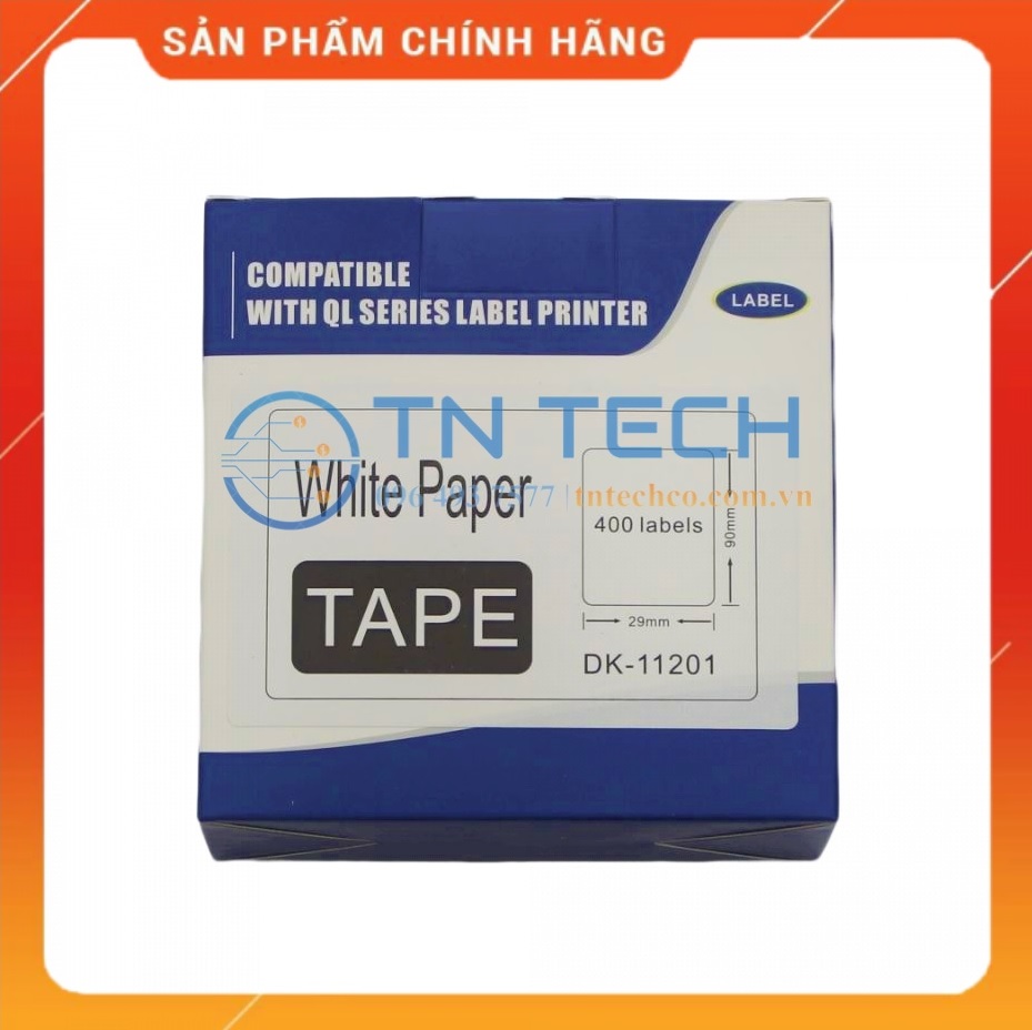 Giấy in Decal Brother DK-11201 - 29mm x 90mm x 400 nhãn - Chữ đen nền trắng - Dùng cho máy in BROTHER - QL [Hàng nhập khẩu]