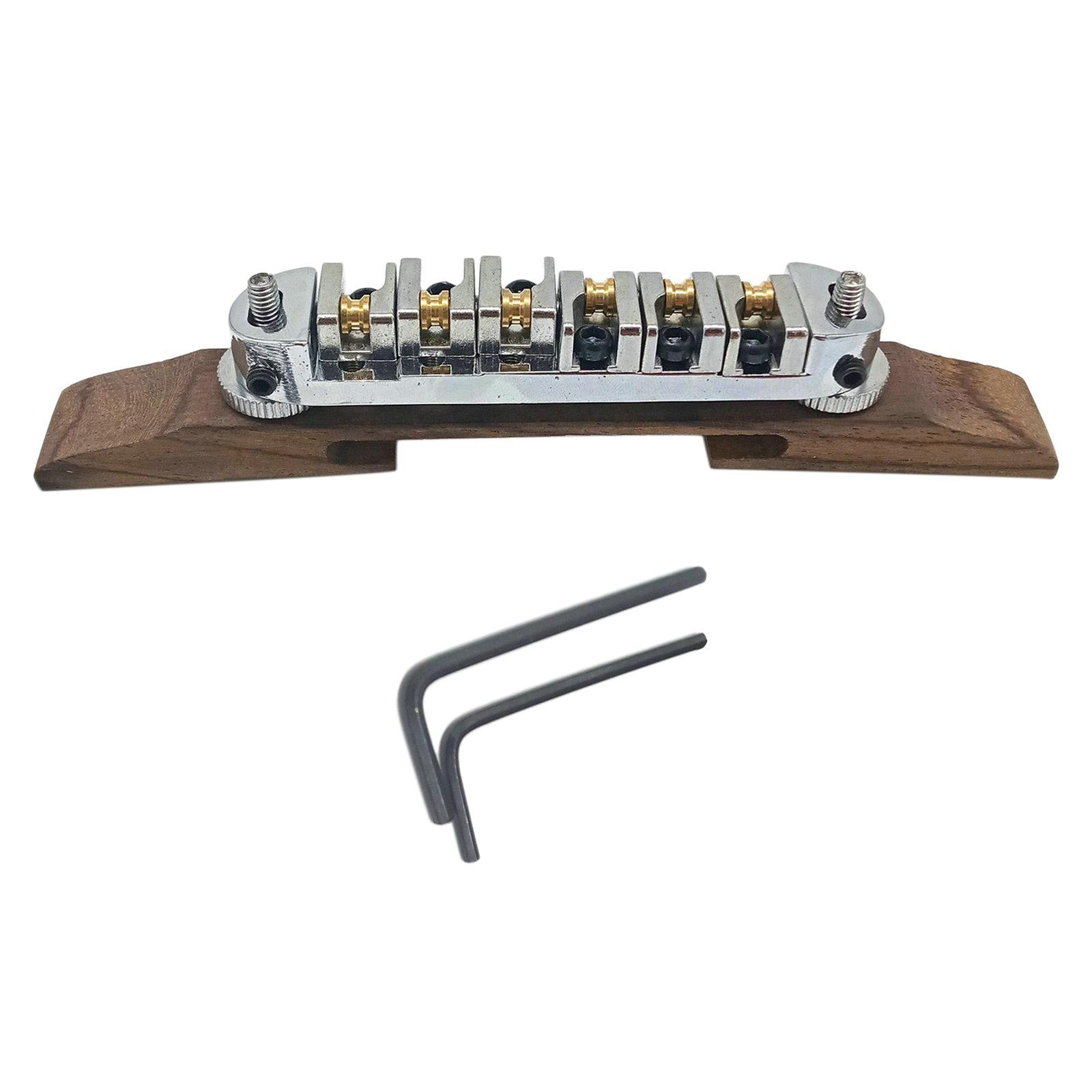 Bridge Roller Saddles with Archtop Rosewood Base Jazz Guitar Parts Golden