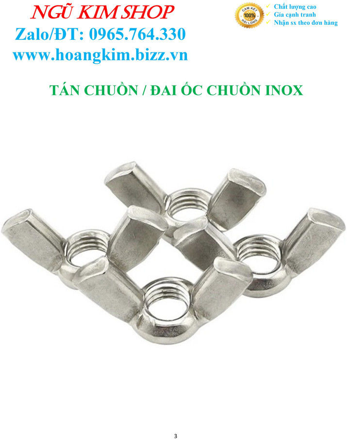 TÁN CHUỒN _ ĐAI ỐC CHUỒN INOX M5, M6, M8