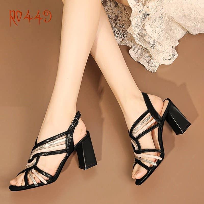 Giày cao gót nữ đẹp đế vuông 7 phân hàng hiệu rosata màu đen ro449 - HÀNG VIỆT NAM CHẤT LƯỢNG QUỐC TẾ