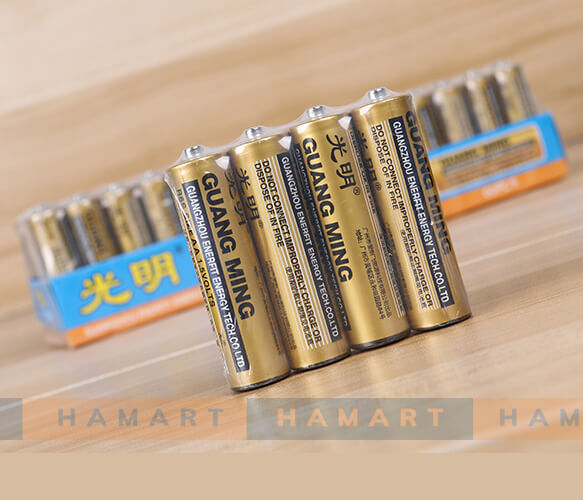 VỈ 4 Viên Pin Tiểu 2A &amp; 3A GUANG MING Pin Đũa Điều Khiển Đồng Hồ Treo Tường Hàng Nội Địa Chất Lượng Cao