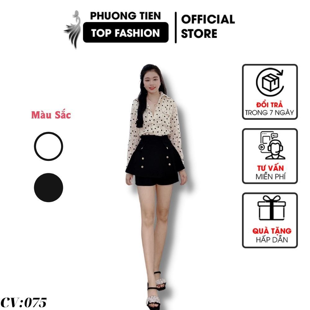 Quần Giả Váy , Quần Giả Váy 2 Tầng Điểm Khuy Và 2 Túi Kiểu Dáng Hàn Quốc Cao Cấp , Có Quần Nót Bên Trong Co Dãn 4 Chiều