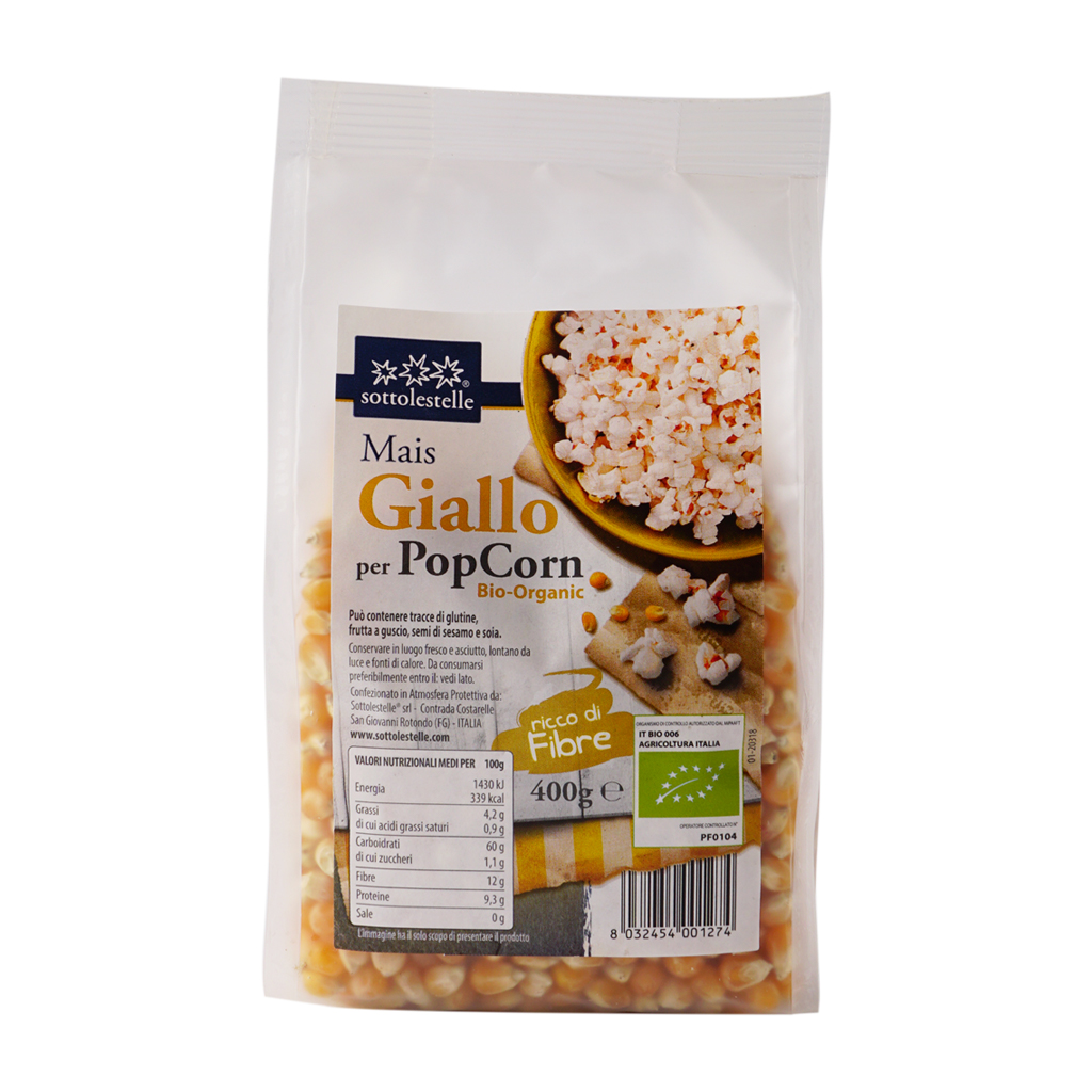 Hạt bỏng ngô vàng hữu cơ Sottolestelle 400g Organic PopCorn