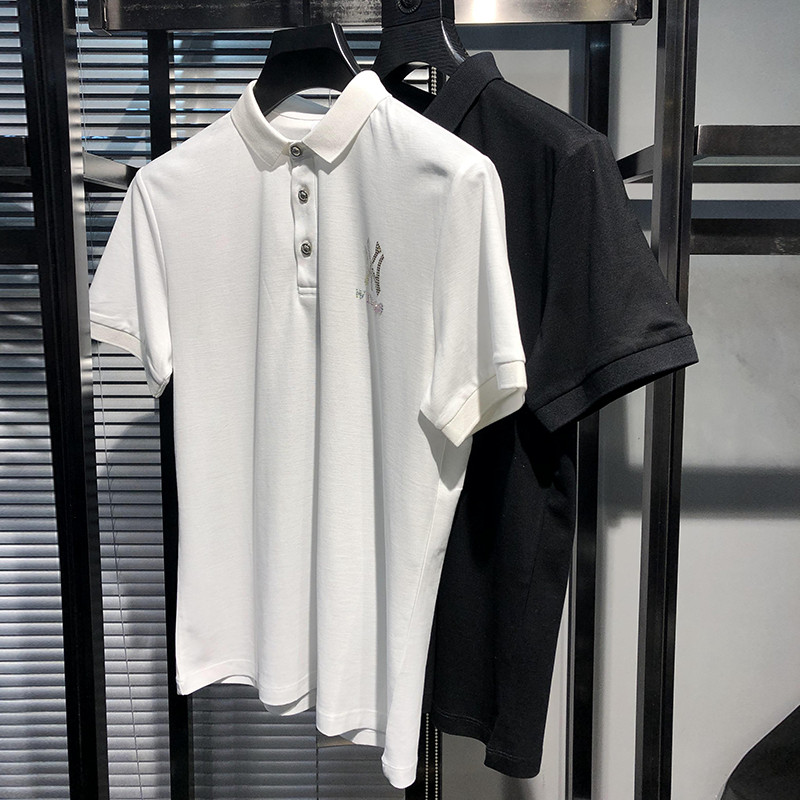 Áo phông, áo thun Nam Polo cổ bẻ đính hạt sang trọng dáng ôm body chất liệu vải thun Cotton cao cấp co giãn nhẹ dễ phối đồ hợp với xu hướng thời trang - Mẫu HOT