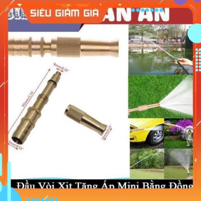 Đầu vòi xịt tăng áp mini Đầu vòi tăng áp đa năng bằng đồng tưới cây rửa xe cực mạnh 206587 tặng đai