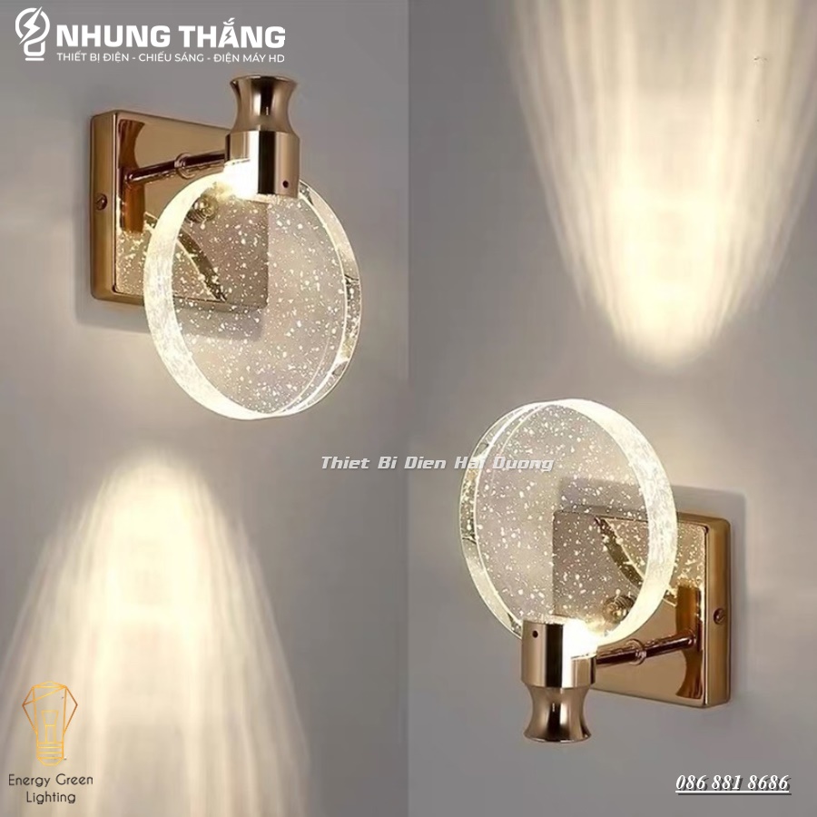 Đèn Tường Thủy Tinh DT-02 - Decor Trang Trí - Phong Cách Bắc Âu - 3 Chế Độ Ánh Sáng - Có Video