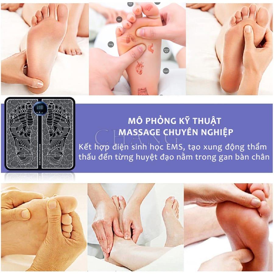 Thảm Massage Chân Xung Điện EMS Có Đèn Led Hiển Thị, 6 Chế Độ Mát Xa Bàn Chân, Giúp Lưu Thông Khí Huyết, Giảm Đau Mỏi