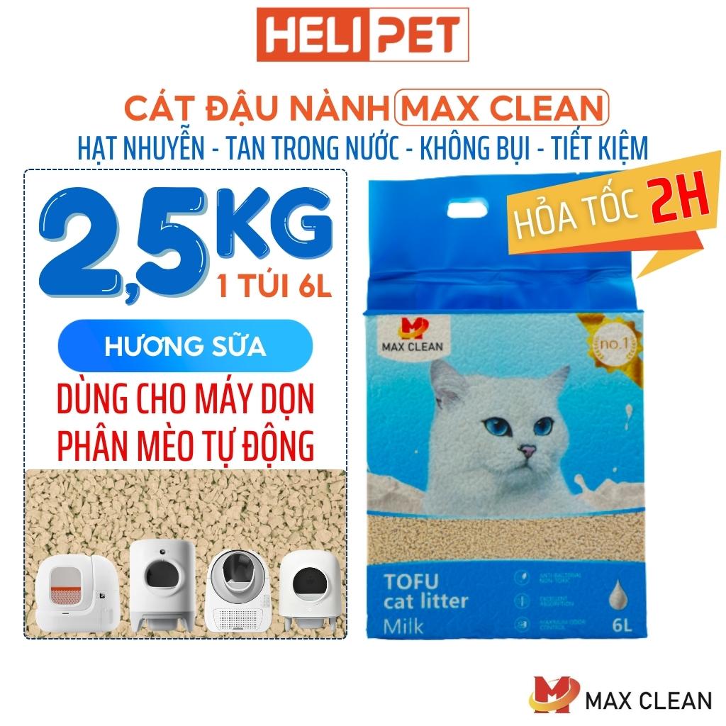 Cát Đậu Nành Max Clean HƯƠNG SỮA Cát Vệ Sinh Cao Cấp Cho Mèo Siêu Vón Cục Không Bụi, Tan Trong Nước- HeLiPet