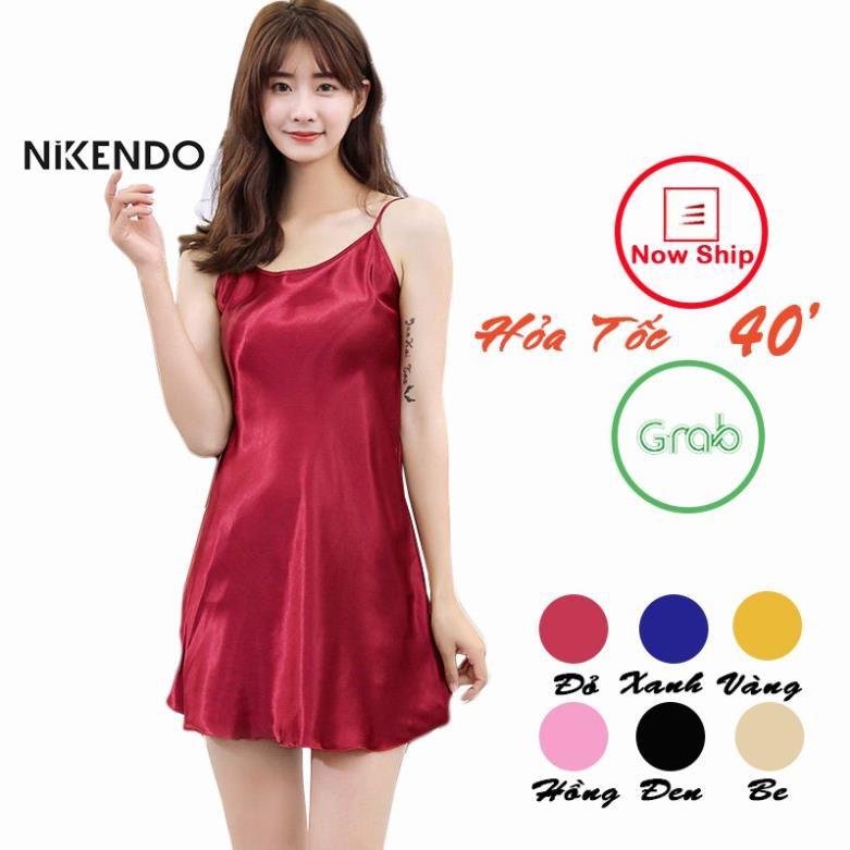 Váy Ngủ 2 Dây Lụa Satin Cao Cấp, Đầm Ngủ Dễ Thương - *