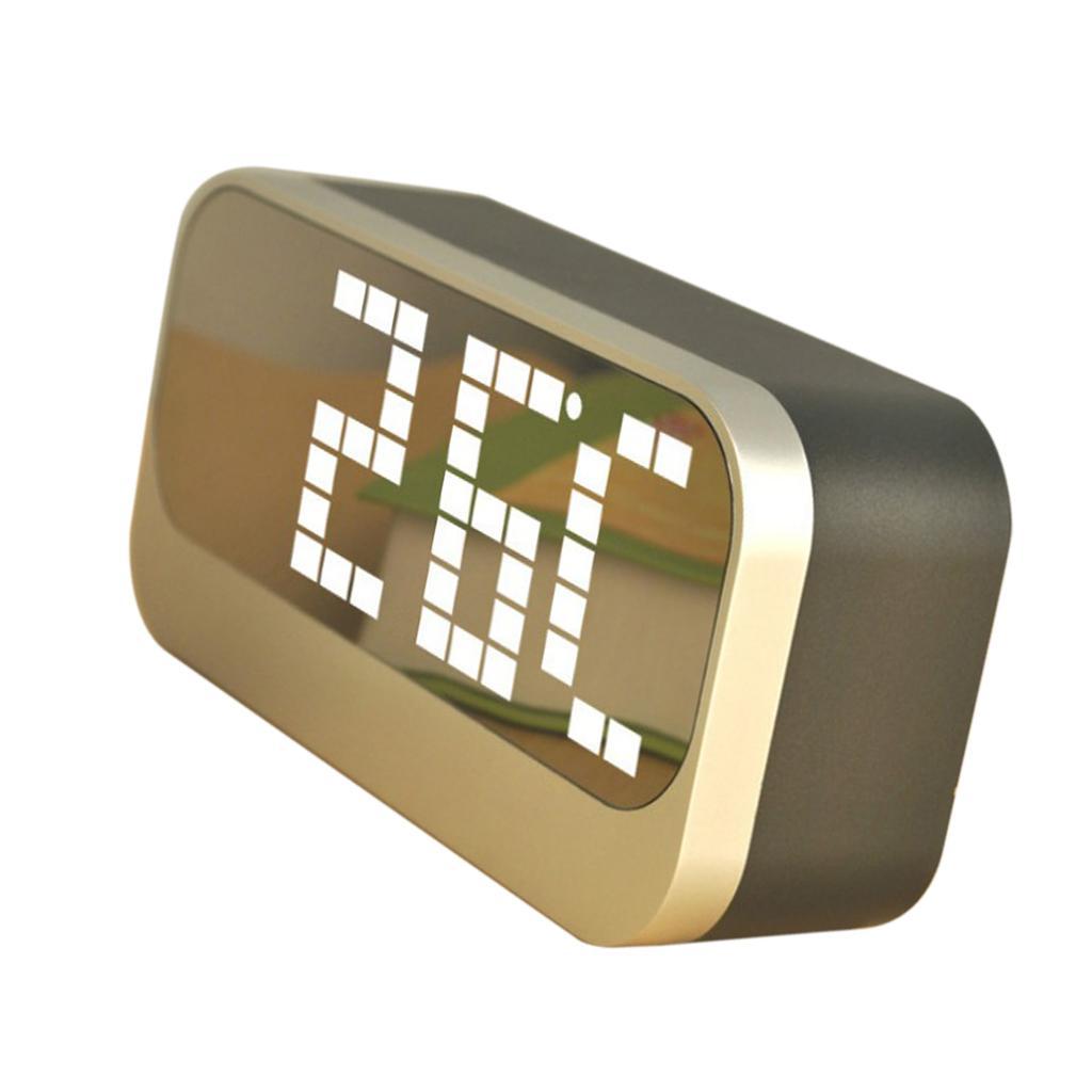 2Pcs LED Desk Alarm Clock - Time Snooze Mirror Temp Calendar Night Mode